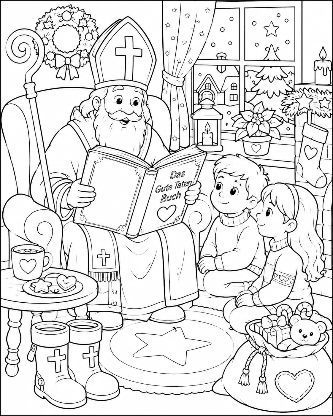 Nikolaus Motiv 6 als kostenloses Ausmalbild für Kinder